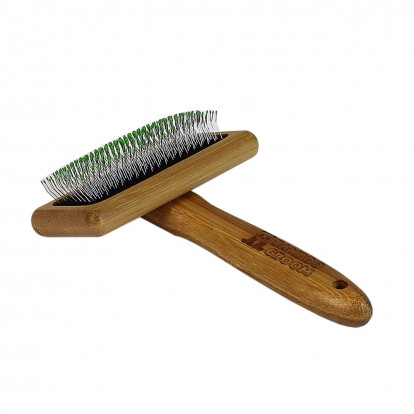 Bamboo Groom Střední jemný kartáč s nerezovými hroty, Finišák