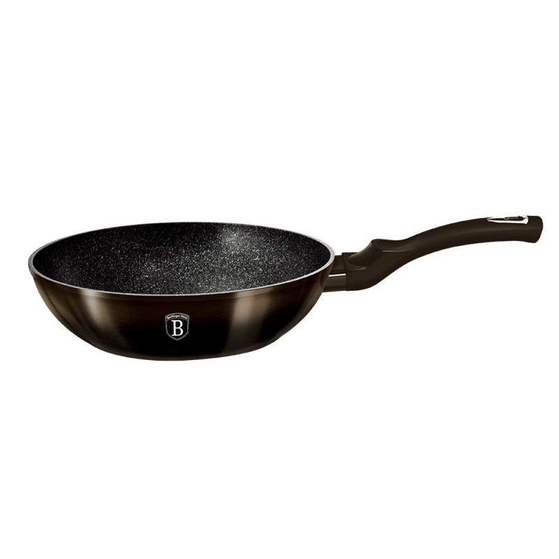 BERLINGERHAUS Pánev Wok s mramorovým povrchem 28 cm Shiny Black Collection BH-6610