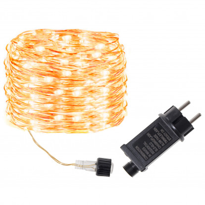 LED řetěz Nano - 10m, 100LED, 8 funkcí, IP44, teplá bílá