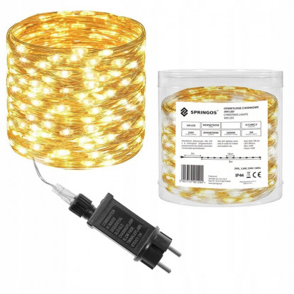 LED řetěz Nano Ježek - 3m, 300LED, 8 funkcí, IP44, teplá bílá