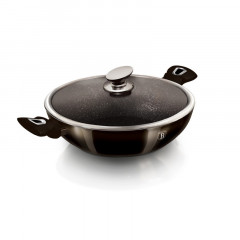 BERLINGERHAUS Pánev WOK s poklicí s mramorovým povrchem 30 cm Shiny Black Edition BH-7115