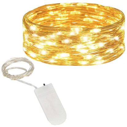  LED řetěz Nano - 2m, 20LED, 2xCR2032, teplá bílá