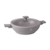 BERLINGERHAUS Pánev WOK s titanovým povrchem a poklicí 30 cm Taupe Collection BH-8095