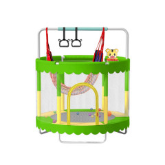 Dětská trampolína SEDCO 150 cm s ochrannou sítí,houpačkou a vybavením - zelená