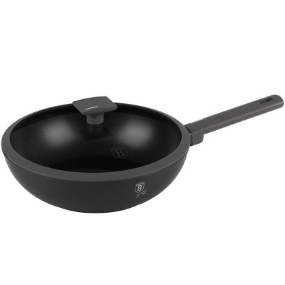 BERLINGERHAUS Pánev WOK s titanovým povrchem a poklicí 28 cm Antracit Collection BH-8124